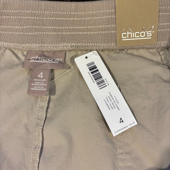 Chico's Shorts Women's Size 4 (20) Pull-On Cargo Beach Everyday Pale Taupe NWT - Picture 4 of 8
